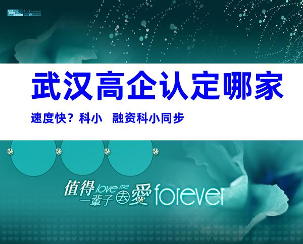 武汉高企认定哪家速度快？科小 + 融资科小同步
